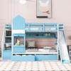 Bellemave Twin Size Castle Bunk Bed Frame with 2 Drawers, 3 Shelves & Slide, Princess Loft Bed for Kids, boys, girls, Blue - 2 of 4