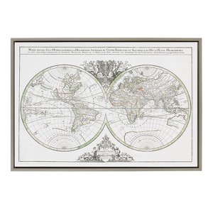 23" x 33" Sylvie Vintage World Map Framed Wall Canvas by Corinna Buchholz - Kate & Laurel All Things Decor: Modern Horizontal Artwork - 1 of 4