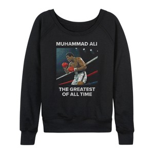 Women's - Muhammad Ali - The Greatest Of All Time -Women's French Terry Long Sleeve Shirt Lightweight French Terry Wide Neck Long Sleeve Shirt - 1 of 4