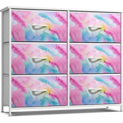 Sorbus 6 Drawers Dresser- Storage Unit with Steel Frame, Wood Top, Fabric Bins - for Bedroom, Closet, Office and more