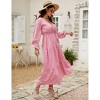Plus Size Women's V Neck Long Sleeve Maxi Dress Floor Length Elegant Casual - 4 of 4