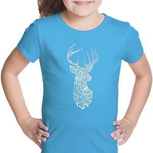 LA Pop Art Girl's Word Art T-shirt - Types of Deer - 1 of 4