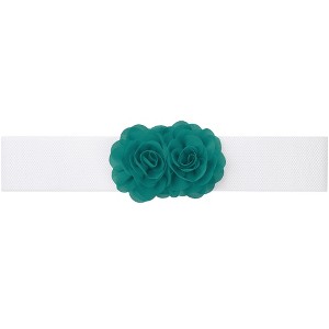 INSPIRE CHIC Women's Large Chiffon Rose Double-Flower Elastic Stretch Wide Corset Waist Belt 1 Pc - 1 of 4