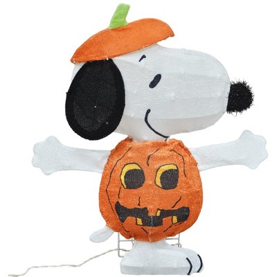24-Inch Orange Pre-Lit Snoopy Jack-O-Lantern Yard Decoration