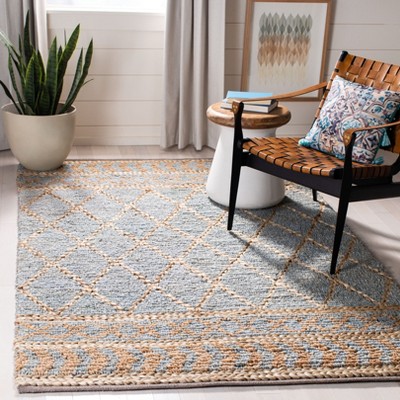 Handmade Blue and Natural Flatweave Cotton Rug