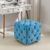 FONTOI Modern Velvet Upholstered Ottoman, Square Foot Stool, Dressing Makeup Chair, End Table for Living Room Bedroom, Blue, 18.1"*18.9"*18.1" - 2 of 4