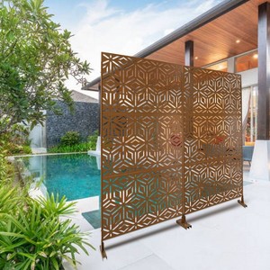 CAVINAS Patio Decorative Screen Metal Fence Privacy Screen with Rhombus Pattern for Outside and Garden, 76" H×48" W - 1 of 4