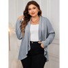 Womens Ribbed Knit Cardigan Open Front Casual Long Sleeve Flowy Draped Irregular Hem Lightweight Loose Outwear Coat - 2 of 4
