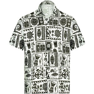 LA LEELA Mens Hawaiian Shirts Short Sleeve Button Down Shirt Men's Casual Shirts Holiday Tropical Beach Summer Party Shirts Funny - 1 of 3