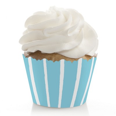 Big Dot of Happiness Blue Stripes - Simple Party Decorations - Party Cupcake Wrappers - Set of 12