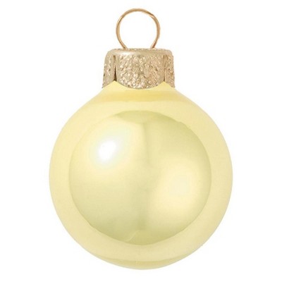 Soft Yellow Pearl Finish Glass Christmas Ball Ornament