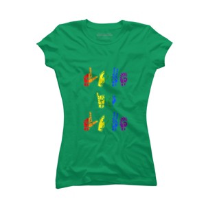 Adult Design By Humans Love Is Love Sign Language Pride By ToruSanogawa T-Shirt - 1 of 2