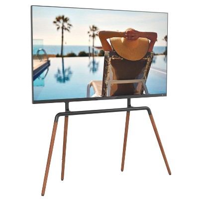 Black and Wood Easel TV Stand with Mount for 42"-84" TVs