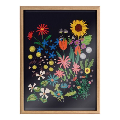 Blake Dark Flora Framed Glass Botanical Wall Art, 18x24 Natural