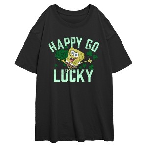 Junior's SpongeBob SquarePants Happy Go Lucky Shamrocks T-Shirt - 1 of 2