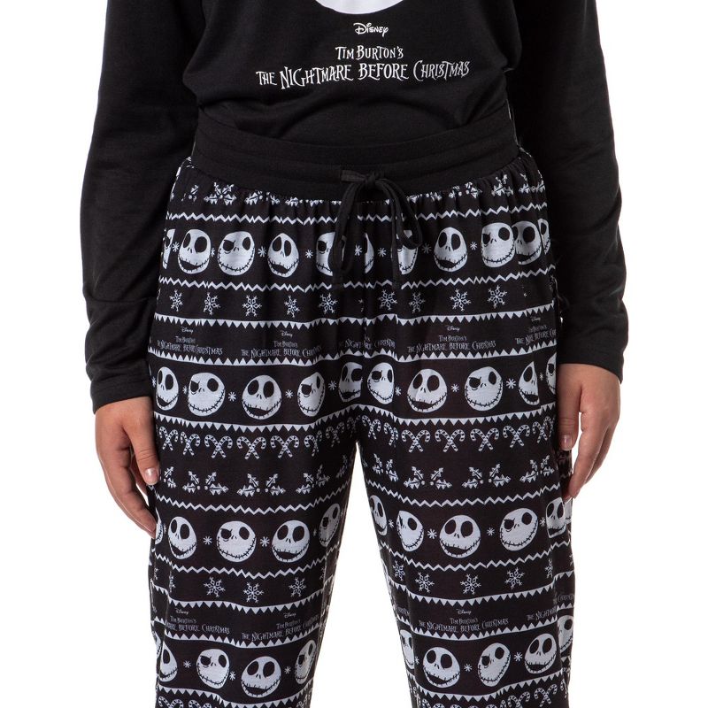 The Nightmare Before Christmas Women's Jack Skellington Jogger Pajama Set Black, 4 of 6