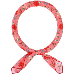 INSPIRE CHIC Women's Floral Printed Blended Cotton Small Square Neck Scarves 21.7x21.7" 1Pc - 1 of 4