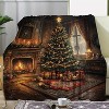 Lomsoe Vintage Christmas Fireplace & Tree Print Flannel Blanket - All Seasons Soft and Warm Throw Blanket for Napping, Camping, Travel, Office - 2 of 4
