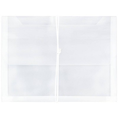 JAM Paper 9 3/4'' x 13'' Plastic Envelopes, 2 5/8" Expansion, Elastic Closure, Letter Booklet - Clear