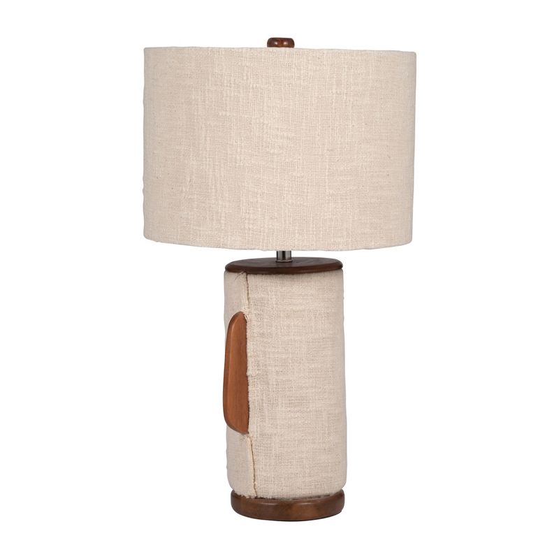 SAGEBROOK HOME 24&#34; Ecomix Fabric Lamp with Wood Shade Ivory, 3 of 11