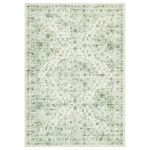 Washable Floral Living Room Rugs, Retro Accent Farmhouse Carpet for Bedroom, Soft Non Slip Large Floor Rugs for Dining Room Office - 1 of 4