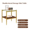 LOVMOR 2-Tier Tempered Glass End Table Set of 2, Rectangle Coffee Tabletop with MDF Layer, Modern Side Table for Living Room - 4 of 4