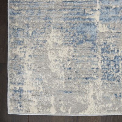 Blue Abstract Hand-knotted Synthetic 5' x 7' Area Rug