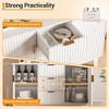 Sideboard Buffet Cabinet, 47.2in Fluted Accent Storage Cabinet with 3 Drawers 2 Doors - White for Kitchen Living Room Entryway - 3 of 4