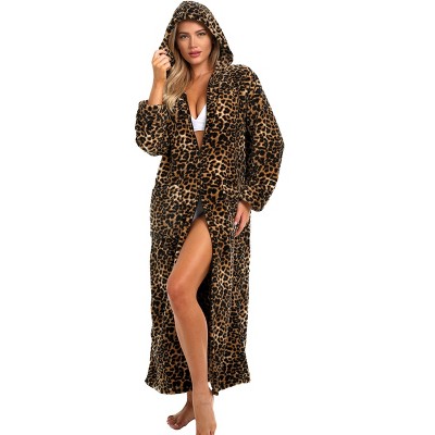 ADR Women's Zip Up Robe with Hood, Women's Long Zipper Robe, Warm Cozy Hooded Bathrobe