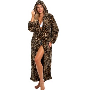 ADR Women's Zip Up Robe with Hood, Women's Long Zipper Robe, Warm Cozy Hooded Bathrobe - 1 of 3