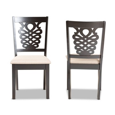 Gervais Dark Brown Wood and Cane Side Chair with Intricate Back