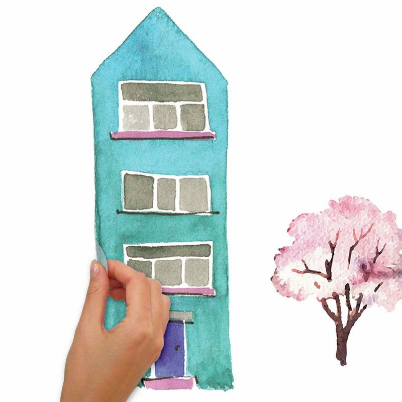 RoomMates Watercolor Village Peel and Stick Wall Decal, 6 of 8