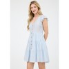 August Sky Women's Stripe V-Neck Button Down Tiered Mini Dress - 3 of 4