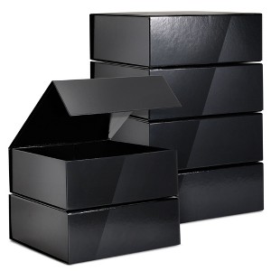 Stockroom Plus 6 Pack Proposal Boxes with Lid for Groomsmen, Bridesmaid, 9.5 x 9.5 x 3.5 Inch Glossy Black Magnetic Gift Box - 1 of 4
