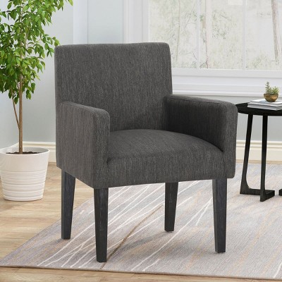 Coolbibila 1PC Modern Fabric Upholstered Dining Arm Chair,Wooden Rubberwood Legs Barrel Cushioned Living Room Kitchen Armrest Side Chair