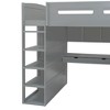 NicBex Full Size Bunk Bed with Desk Wooden Bed Frame with Wardrobe, Drawers, Shelves, Ladder and Full Length Guardrail, No Box Spring Required - 4 of 4