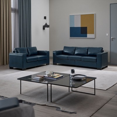 2-Piece PU Leather Sofa Set with Storage & Cup Holders