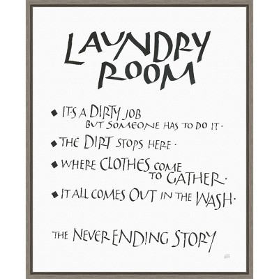 16" x 20" Laundry Room Sayings White by Chris Paschke Framed Wall Canvas - Amanti Art