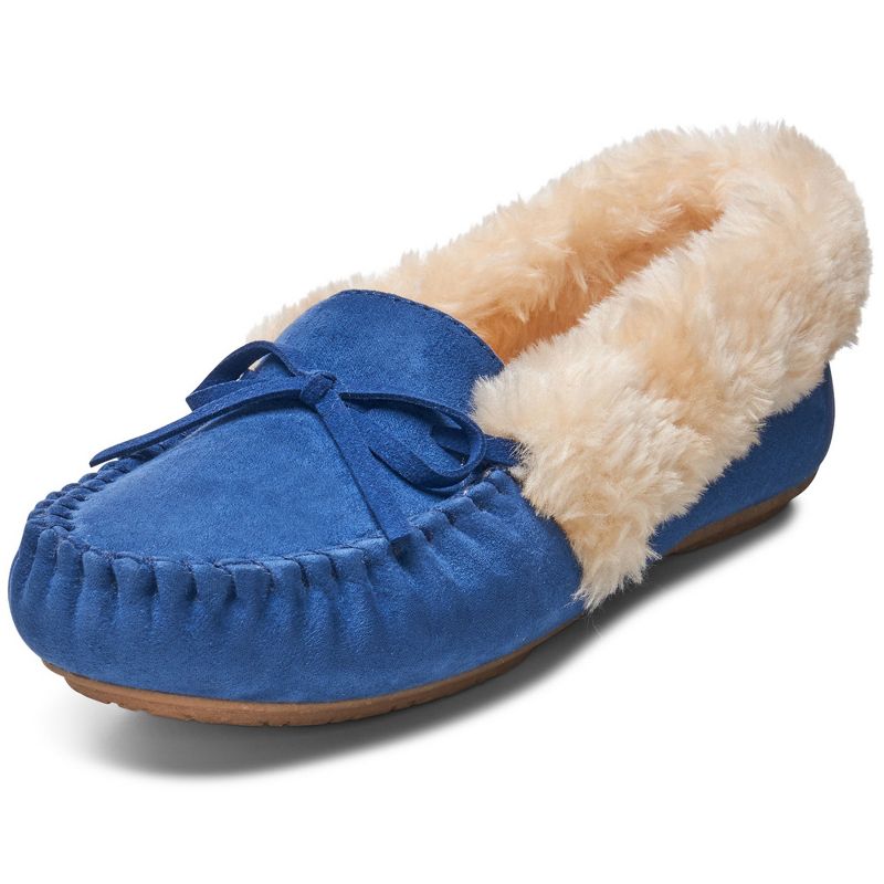 Alpine Swiss Leah Womens Shearling Moccasin Slippers Faux Fur Slip On House Shoes, 1 of 6
