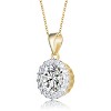Guili Sterling Silver Rose Gold-Plated Pendant with Clear Round CZ and Small Halo in White, Green, Gold, Rose Gold, or Purple—Elegant and Refined. - 2 of 3