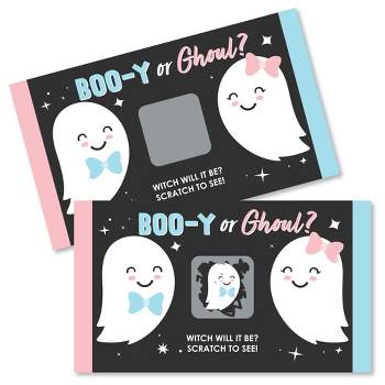 Big Dot of Happiness Boy Boo-y or Ghoul - Baby Boy Halloween Gender Reveal Party Scratch Off Cards - Baby Shower Game - 22 Count