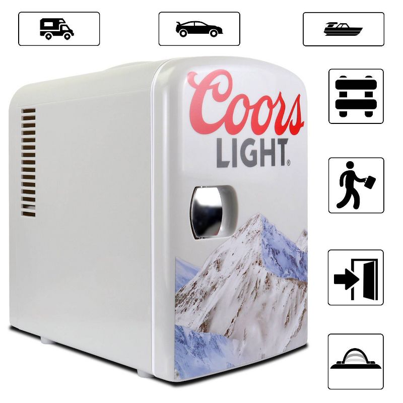 Coors Light 4 L Mini Fridge, 6 Can Portable Thermoelectric Cooler - Gray, 4 of 7