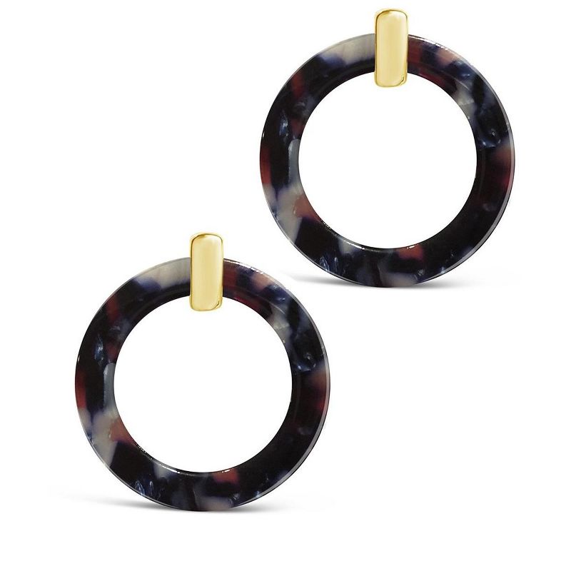 SHINE by Sterling Forever 1.25" Circle Resin Stud Drop Earrings, 3 of 6