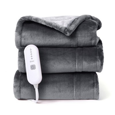 Trinity Heating Blanket, Thick Tufted Electric Blanket Throw with 6 Heating  Levels and 8 Time Settings, Machine Washable Throw 50x60, Grey