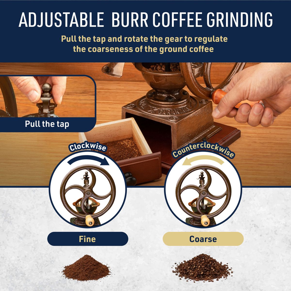 Classic Cuisine Cast Iron Burr Manual Coffee Grinder - thumbnail 4