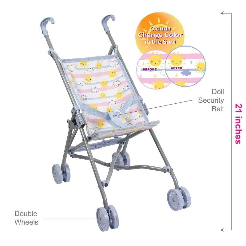 Adora Baby Doll Stroller with Color Changing Sunny Days Print, Fits Up To 18 Inch Baby Dolls, 4 of 9
