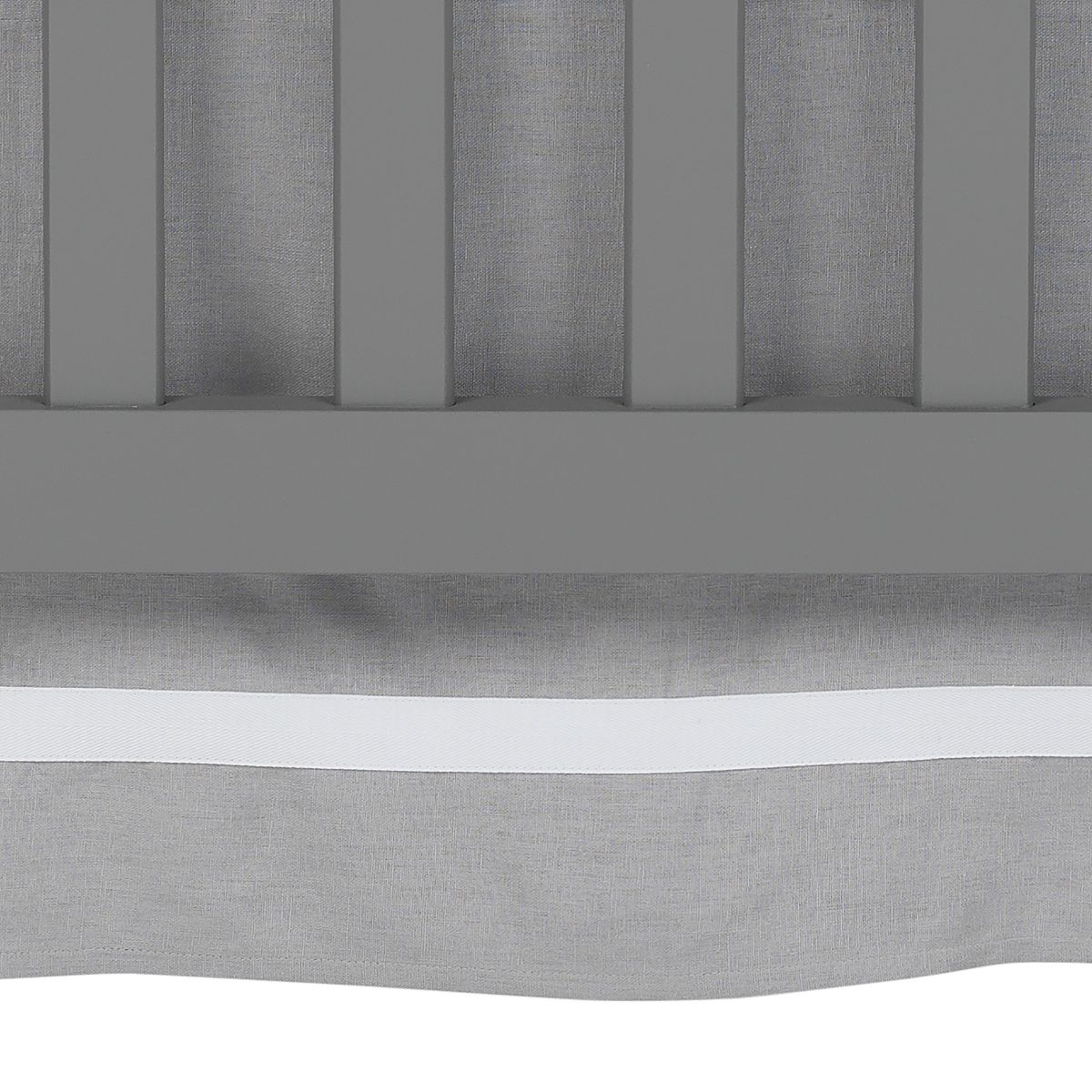 Lambs & Ivy Signature Gray Linen with White Trim 4-Sided Crib Skirt - thumbnail 2