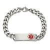 Black Bow Jewelry Men's Stainless Steel Red Enamel Medical I.D. Curb Bracelet, 8 Inch - 3 of 4