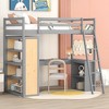 Twin Size Loft Bed with Ladder, Shelves and Desk - 3 of 4