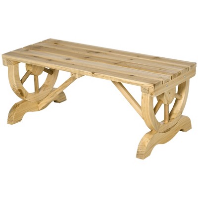 Outsunny 2-Person Garden Bench Outdoor Wagon Wheel Porch Bench for Backyard, Patio, Garden